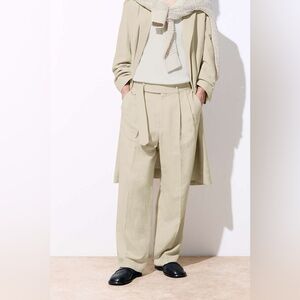 COS Atelier Collection Men's Pleated Linen Pants Beige Size 38